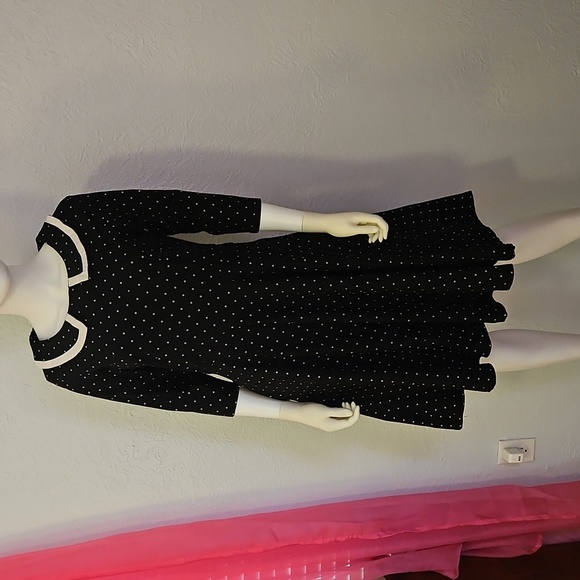 Gown Town Black Retro 1950s Rockabilly Polka Dot Dress - Picture 3 of 9